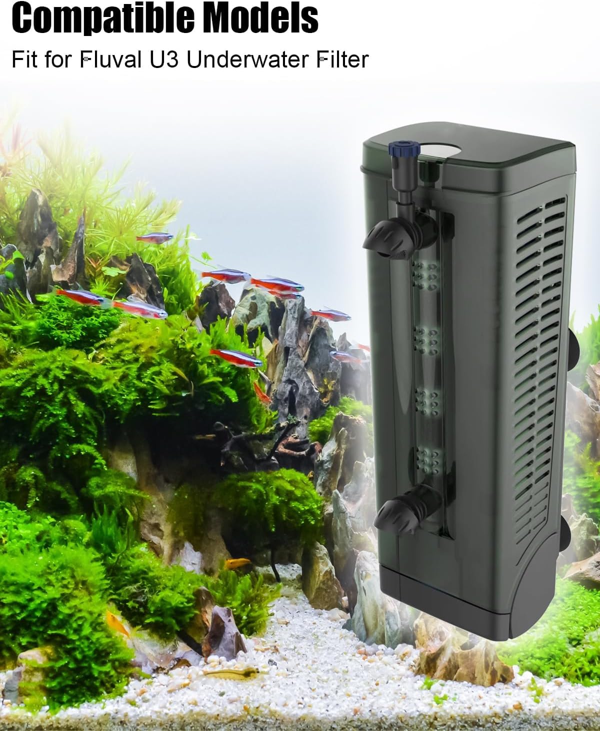 Aquarium Filter Media Compatible with Fluval U3 Underwater Filter, Include 4 Sponge Pads, 4 Carbon Foam Pads, 1 Package Ceramic Rings and 4 Zippered Mesh Bags