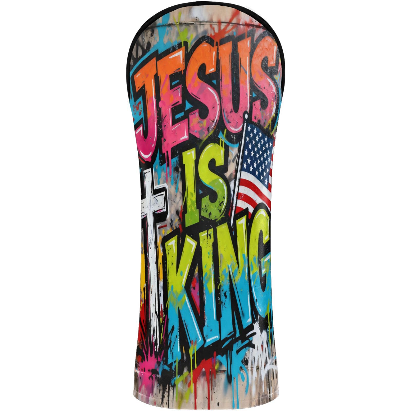 Golf Club Head Cover Headcover with Interchangeable No. Tags for Woods and Driver Fairway Hybrid is King Flag Hip-