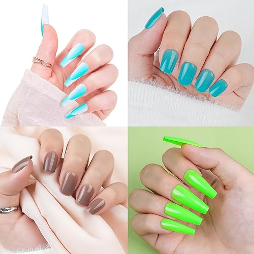 Miniatura 3 de 12 paquetes (288 piezas) de uñas postizas medianas a presión, uñas postizas largas con diseño cuadrado de pegamento en uñas acrílicas de cobertura