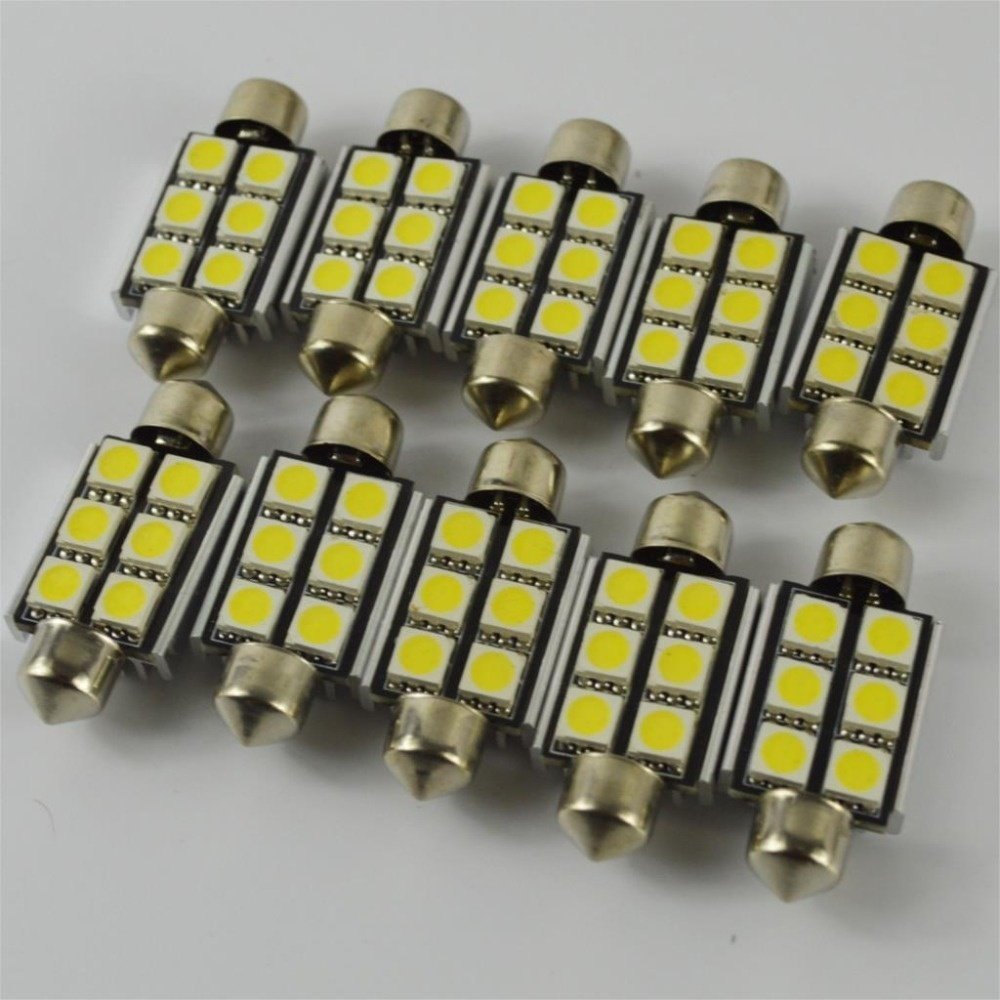 KaTur 10 szt. 36 mm żarówka kopułowa Festoon 5050 SMD 6 LED C5W samochód LED, auto wnętrze drzwi lampa oświetlenie ścieżki 12 V lampa robocza stylizacja samochodu