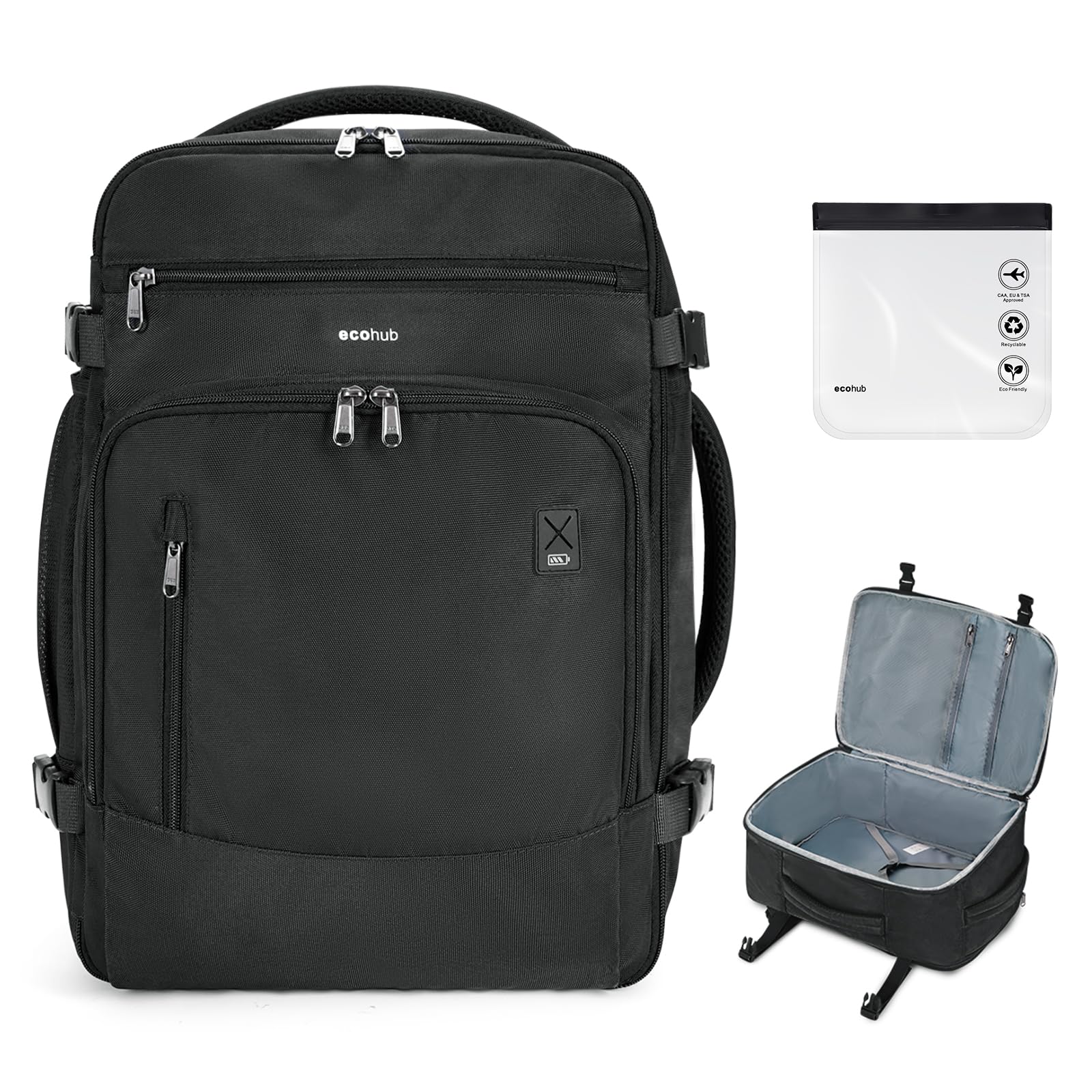ECOHUB Travel Backpack for Airline Approved, Carry on Backpack with 15.6" Laptop Pocket for International Travel Bag