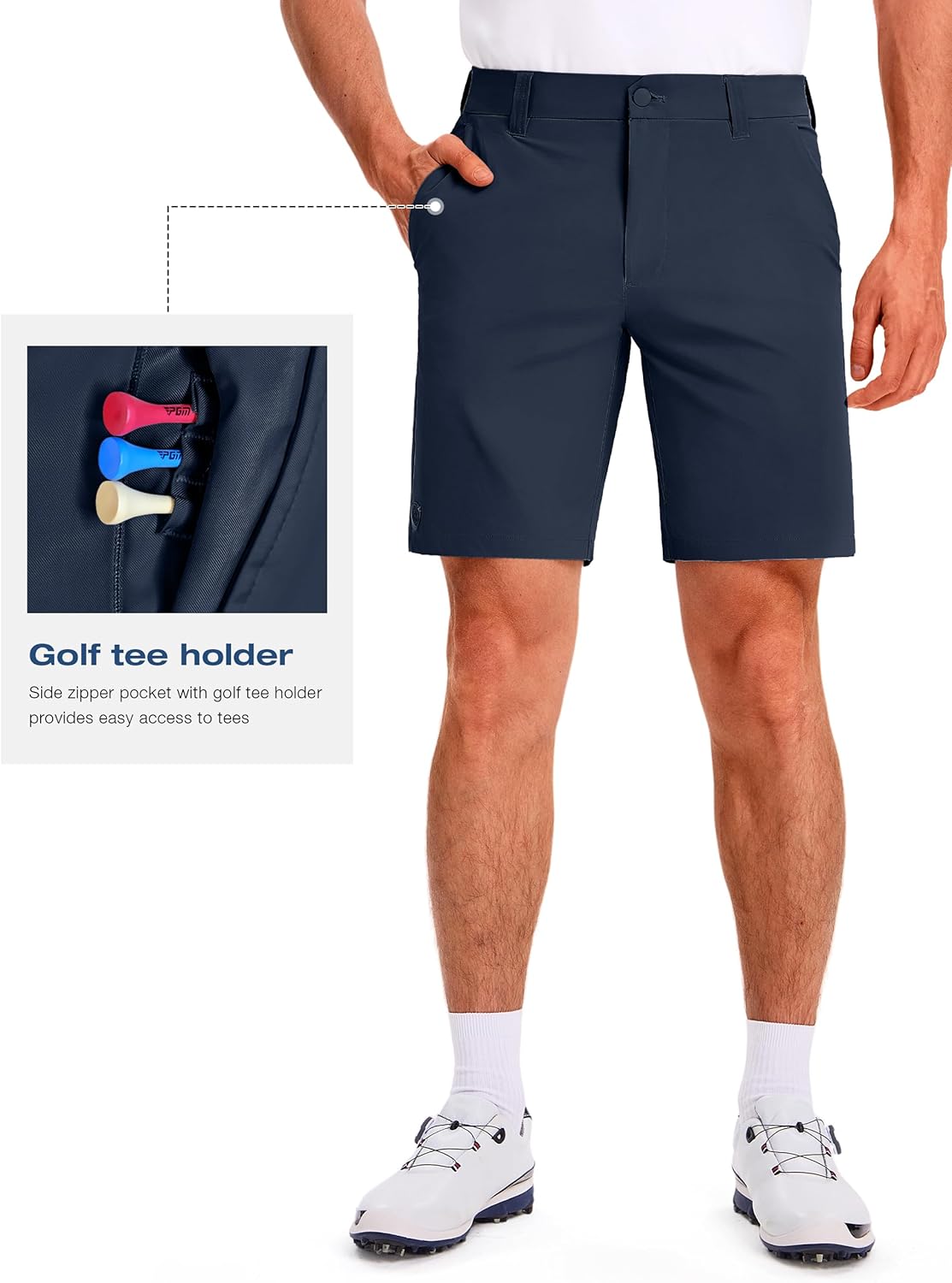 PULI Men's Golf Shorts 9 Inch Inseam Stretchy Water-Resistant with 5 Pockets for Travel Hiking Casual Business - Image 4