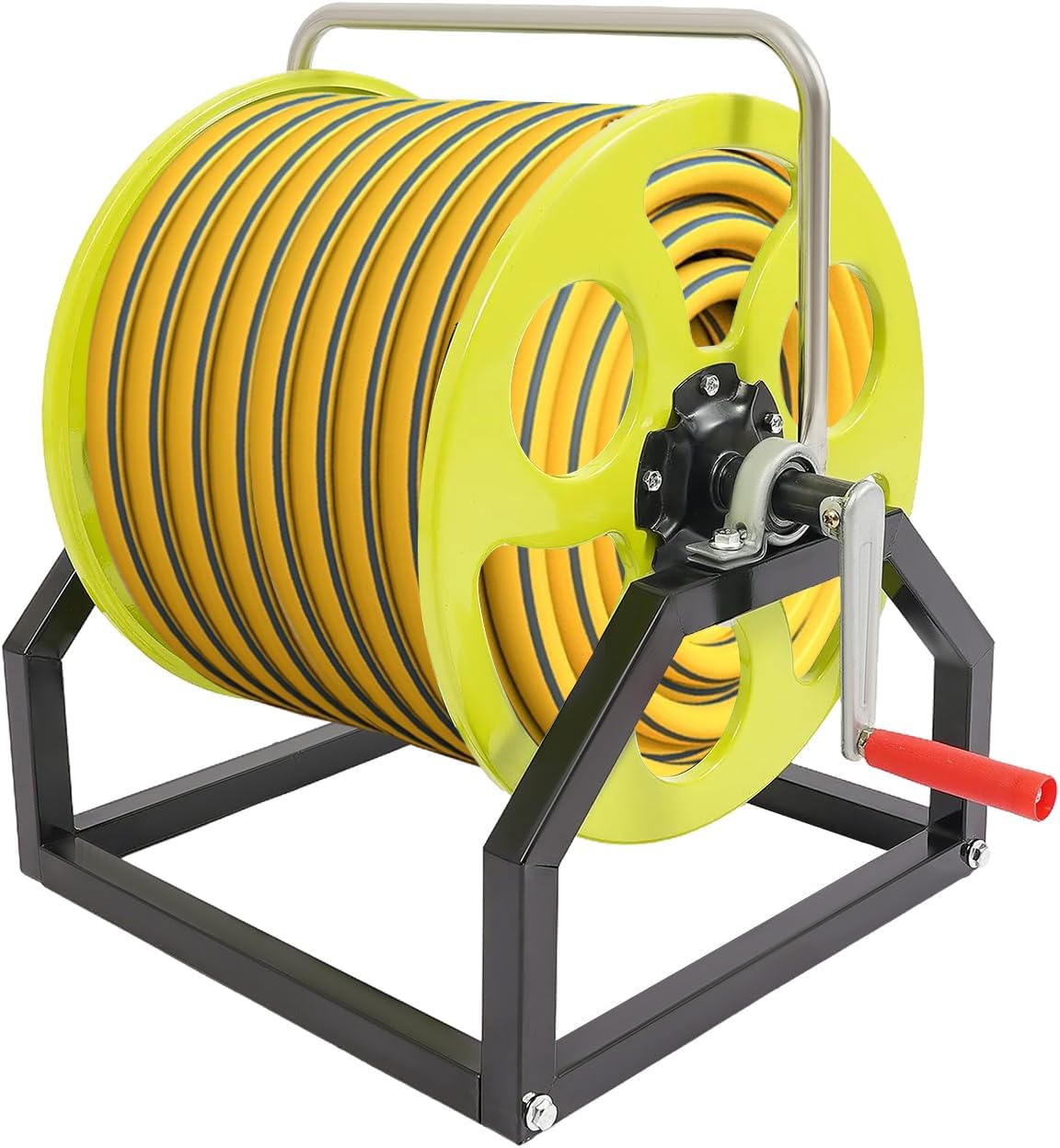 Garden Hose Reel, Heavy Duty Water Hose Reel, Floor/Wall Mount Metal Hose Reel, Holds up to 328-Feet (Hose Not Included)