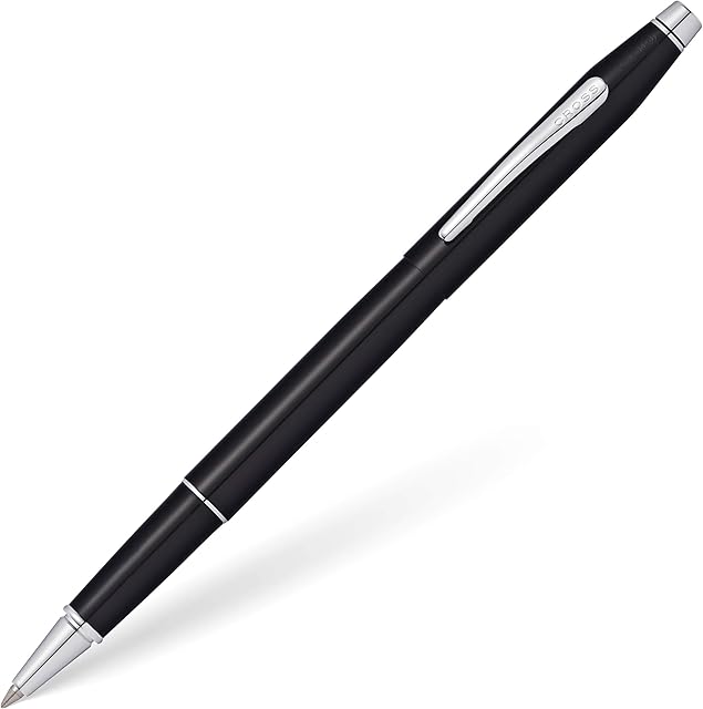CROSS Classic Century Black Lacquer Rollerball Pen with Chrome-Plated Appointments incl. Premium Gift Box  Refillable Rolling Ball Pen