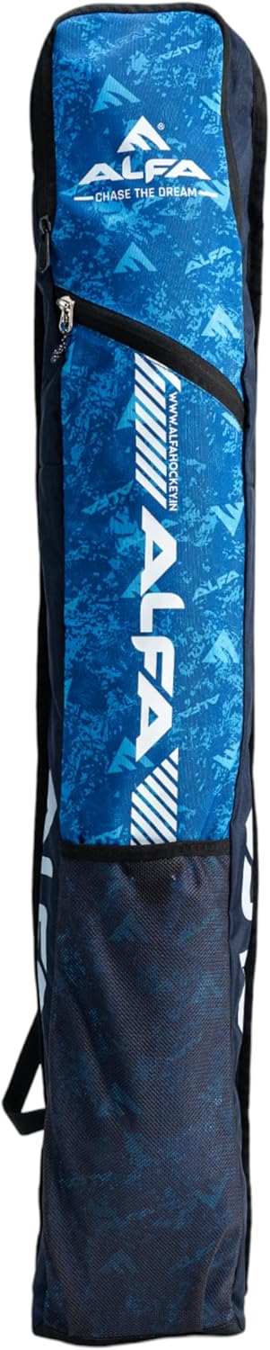 ALFA Storm Hockey Bag for Two Sticks | Material :Polyester | Lightweight & Durable | Spacious Main Compartment | Zipper Pocket for Accessories | Jali Pocket for Organization | Comfortable Shoulder Pad