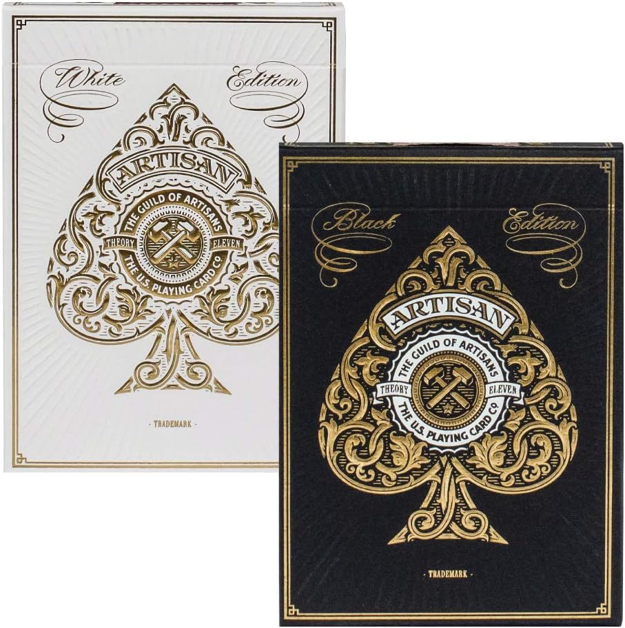 Artisan Playing Cards 2 Pack Decks | White Deck and Black Deck | by Theory11 | with Embossed Tuck Boxes
