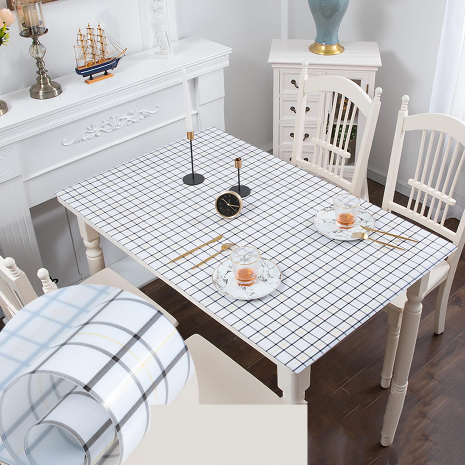 QBYRSSS Transparent Table Cover Protector Floral Printed Table Protector 1mm Thick Clear PVC Table Cover Washable and OilResistant NonSlip Table Mat Transparent Desk Protector (D 50x230cm)
