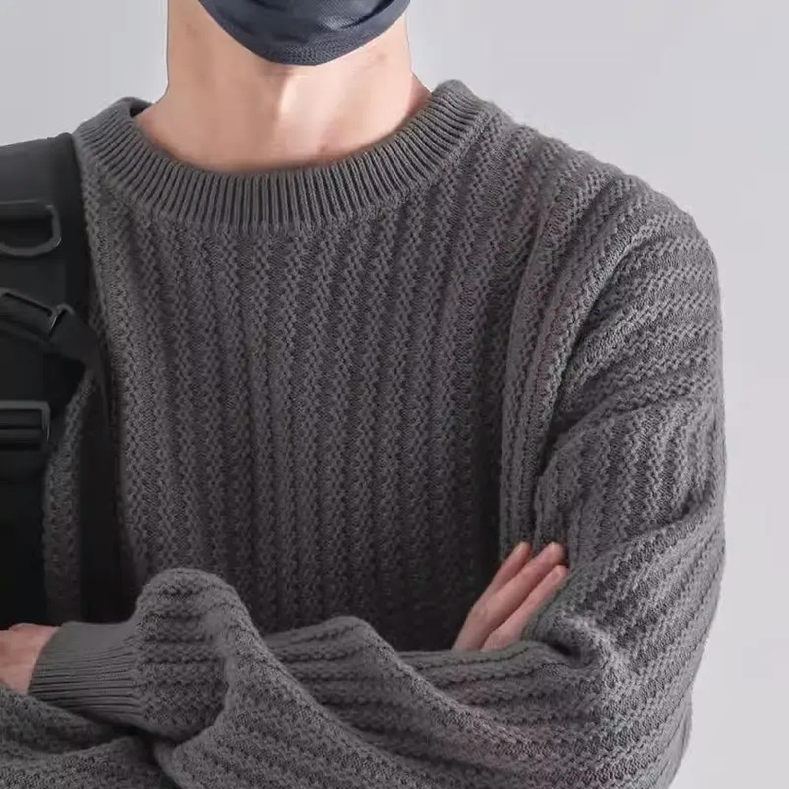 Męskie swetry męskie swetry jesienne jednokolorowe swetry slim fit dzianinowe swetry na co dzień retro ciepłe swetry