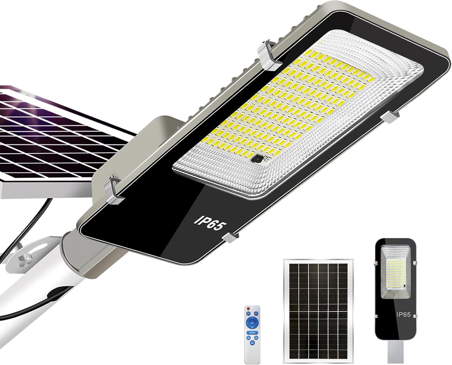 Solar Lights Outdoor Waterproof IP65: 10000mAH Solar Street Light, Dusk to Dawn Outdoor Solar Lights for Yard, Basketball Court, Parking Lot Lights Commercial with Remote Control