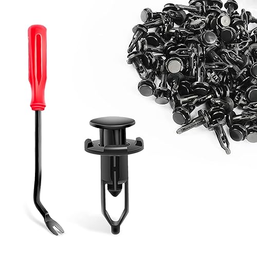 Yesker Juego de 100 clips para parachoques de automóvil, retenedores de empuje, de plástico, de nailon, para guardabarros, remaches, con 1 removedor