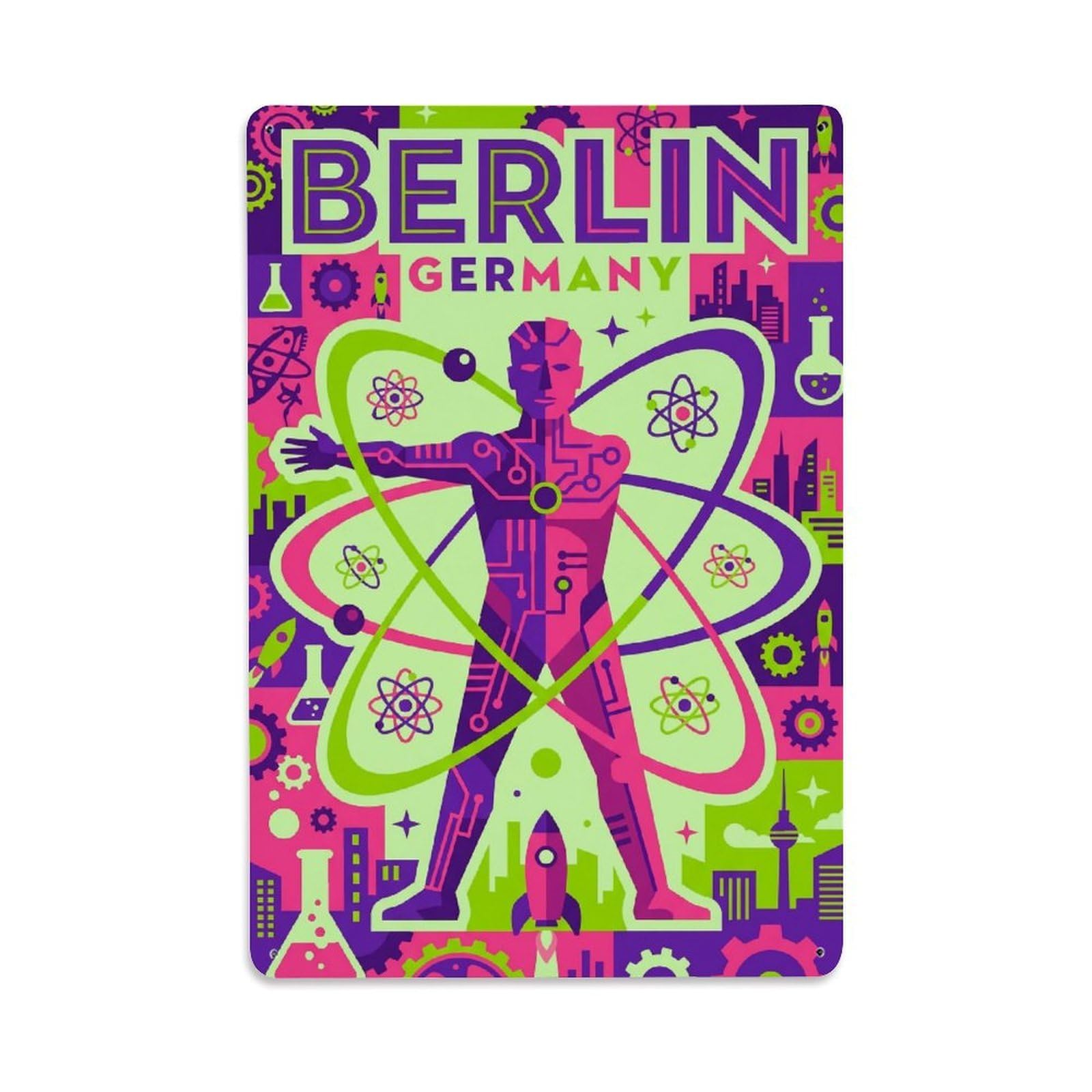 Gead 8X12inch Style Vintage Travel Berlin Germany Light Metal Tin Sign