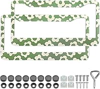 Vista 8 de LIN KANG Marcos de matrícula de hibisco – Paquete de 2 marcos de matrícula para mujer, soportes decorativos para placa de automóvil, marco de placa