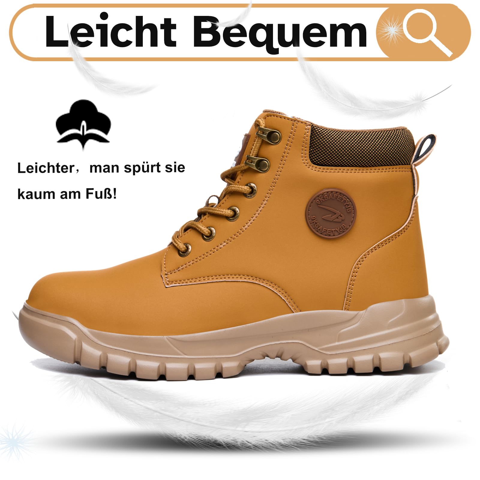 buty robocze wodoodporne dla mężczyzn i kobiet buty ochronne lekkie obuwie robocze ze stalowym podnoskiem antypoślizgowe buty budowlane trzewiki robocze, brązowy, 37 EU