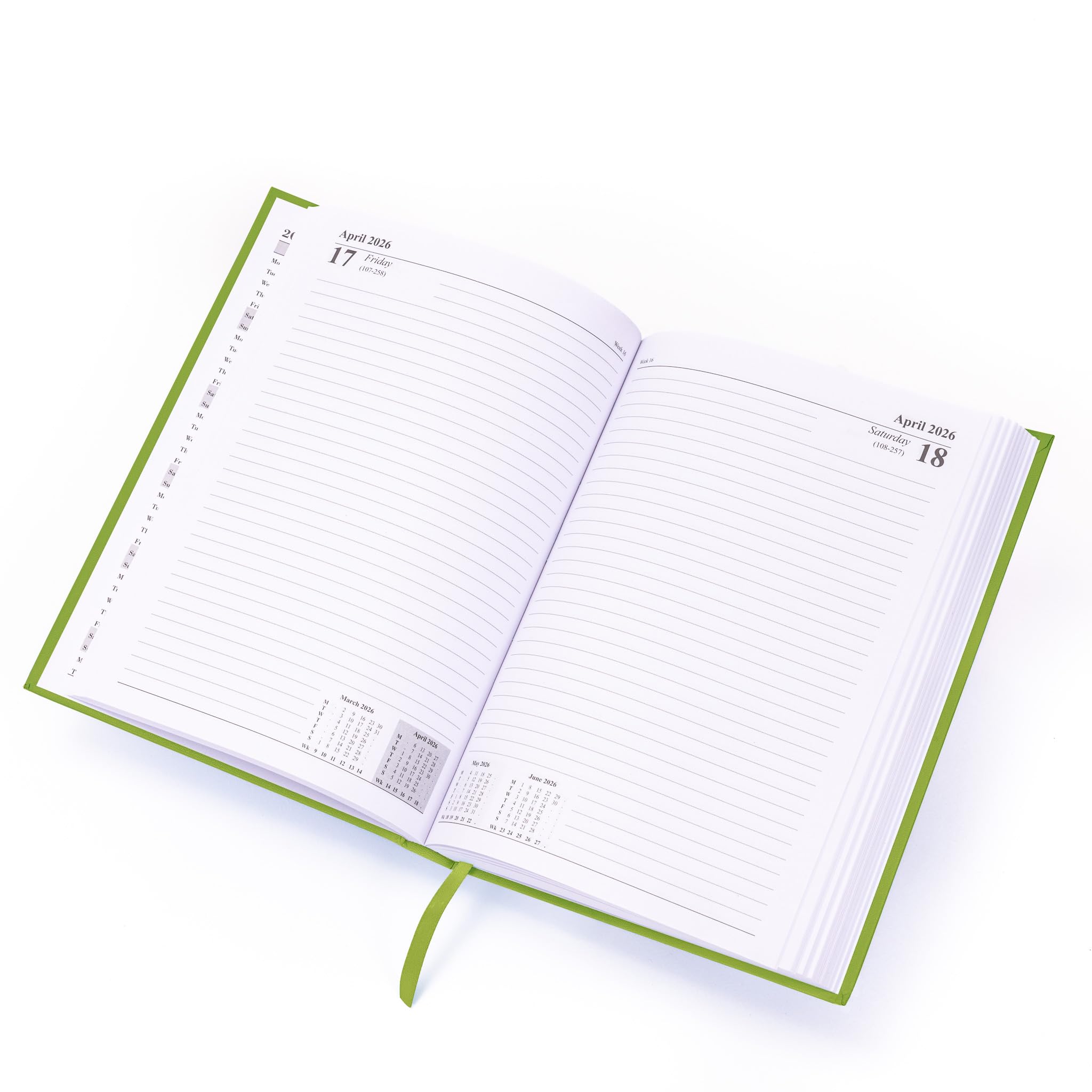 evelay 2026 Diary A4 A5 Day to Page Hardback Full Year Planner Organiser Journal (A5 Page a Day, Lime) - Image 3