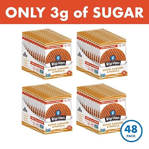 Miniatura 30 de Rip Van Wafels - Stroopwafels pequeños de caramelo holandés y vainilla, bajo en carbohidratos/calorías (0.11 onzas), sin OGM, para dieta cetogénica