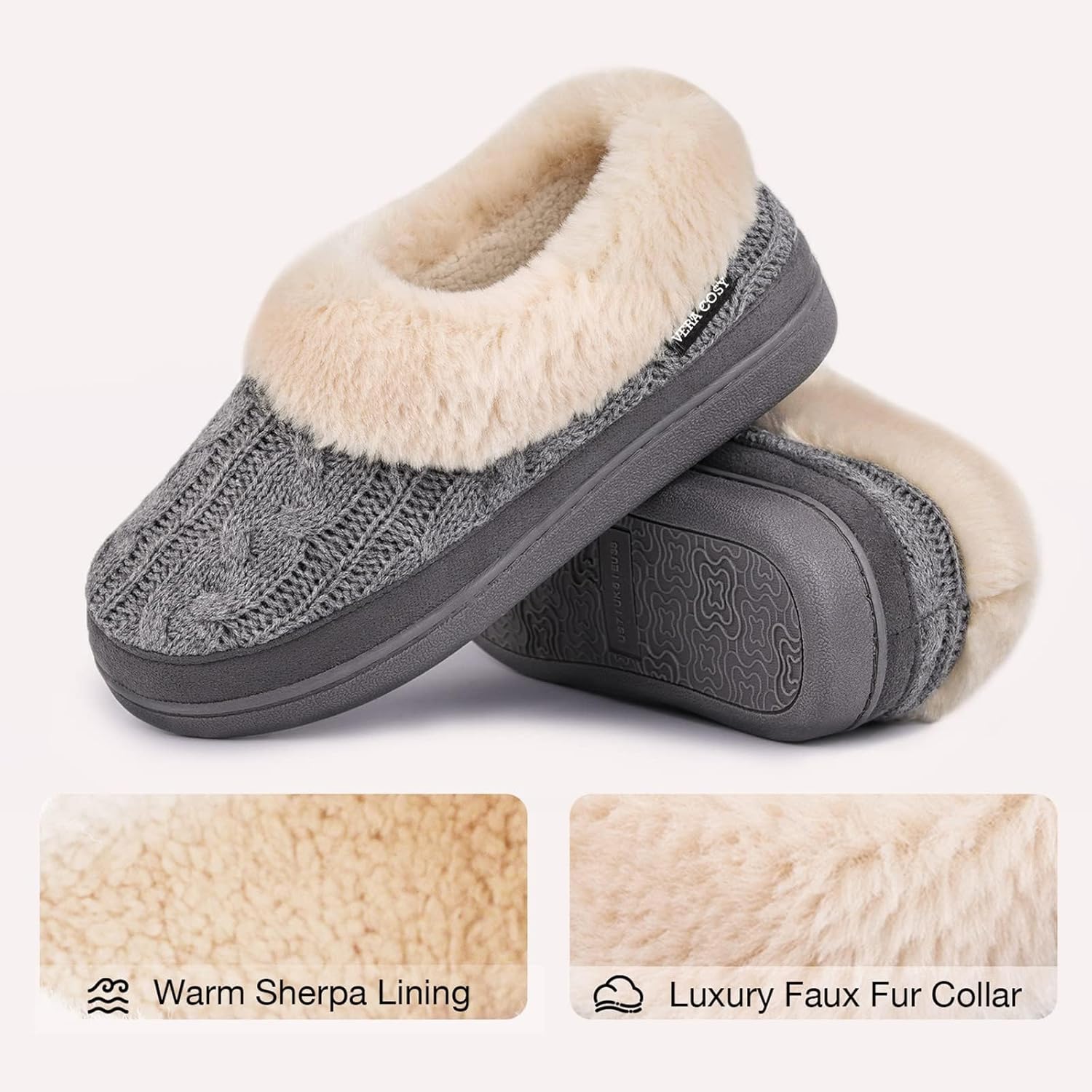 VeraCosy Ladies' Warm Knitted Faux Suede Memory Foam Moc Slippers 7 71OOP4kNO5L. AC SL1500