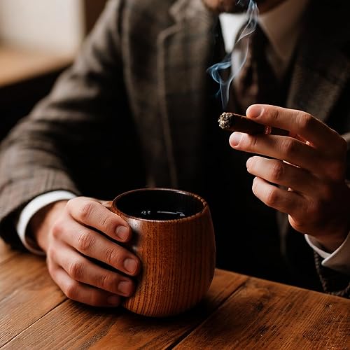 Miniatura 6 de Vaso de bourbon de madera carbonizada, incluye 3 rocas de whisky de hielo, la taza de madera original de bourbon para beber, vasos de whisky a la