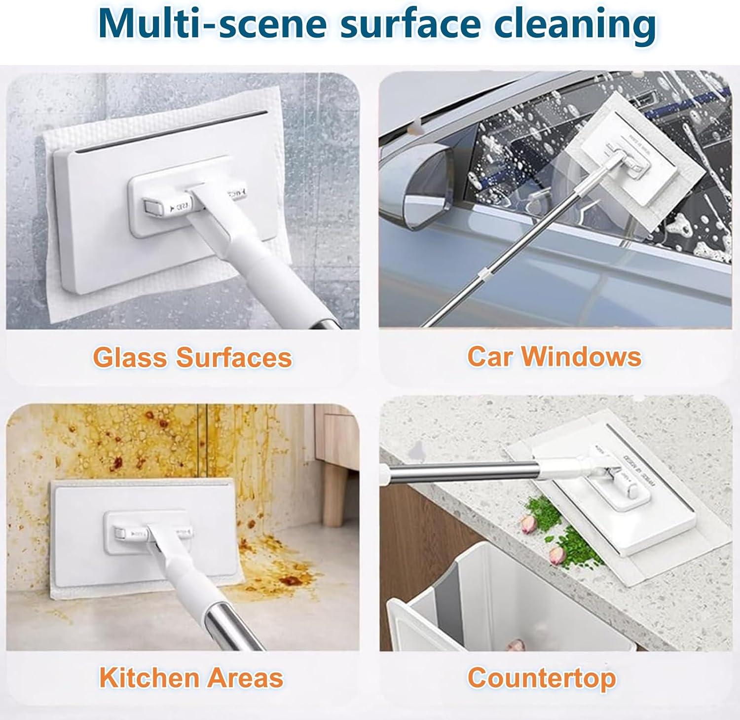 ANIS・KEBBR Zero-Touch No-Wash Mini Mop 40in Lock Handle Wet Dry Use for Bathroom Floor Window Corners
