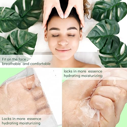 Miniatura 5 de Heigble Máscara de spa de hoja de 24 piezas, a granel, hidratante, iluminadora y calmante, juegos de máscaras faciales para la mayoría de tipos de
