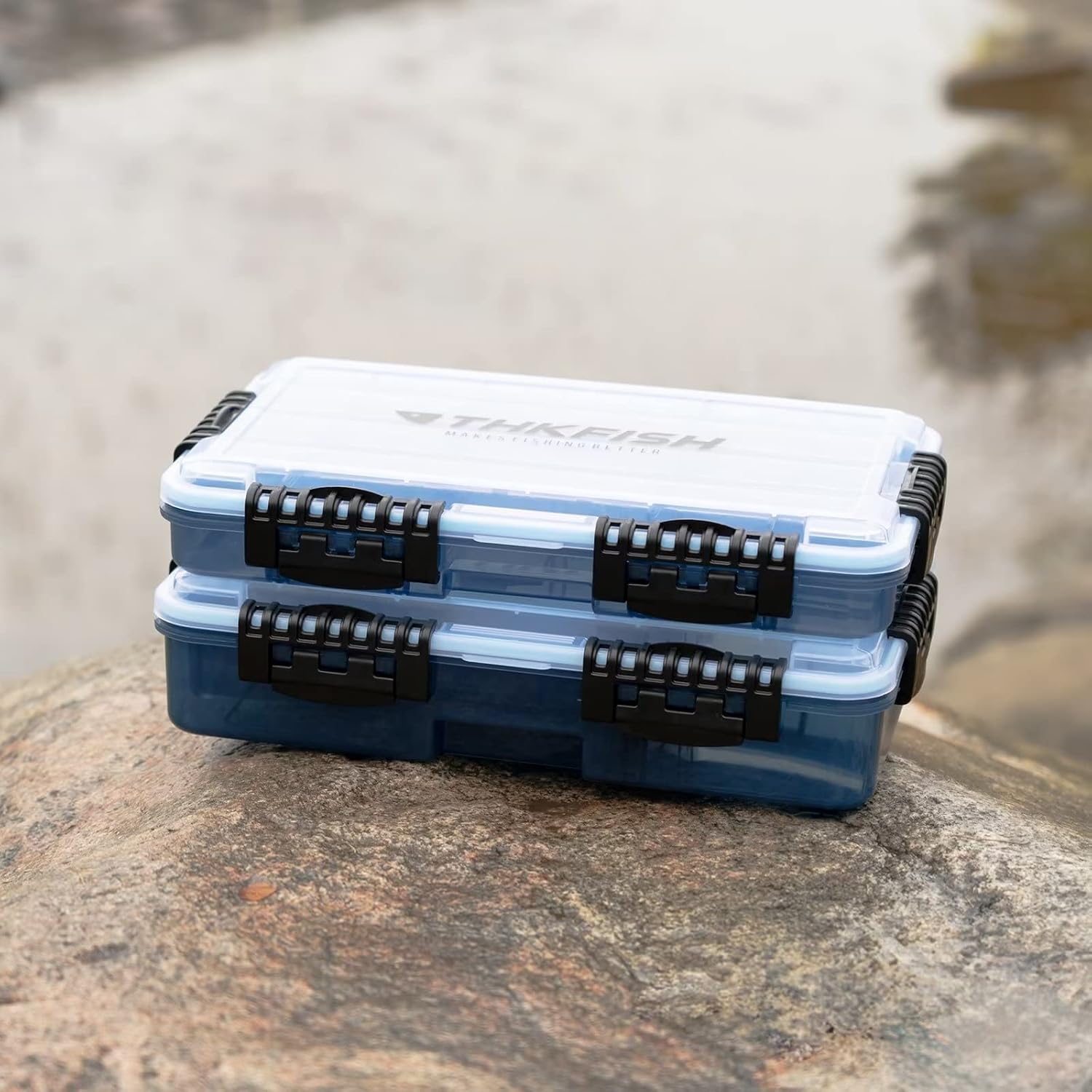 THKFISH Fishing Tackle Box 3700 Tackle Tray Floating Fishing Lure Box Storage Organizer Small Plastic Box with Adjustable Dividers,Sun-Proof 3700S-3700L-2PCS