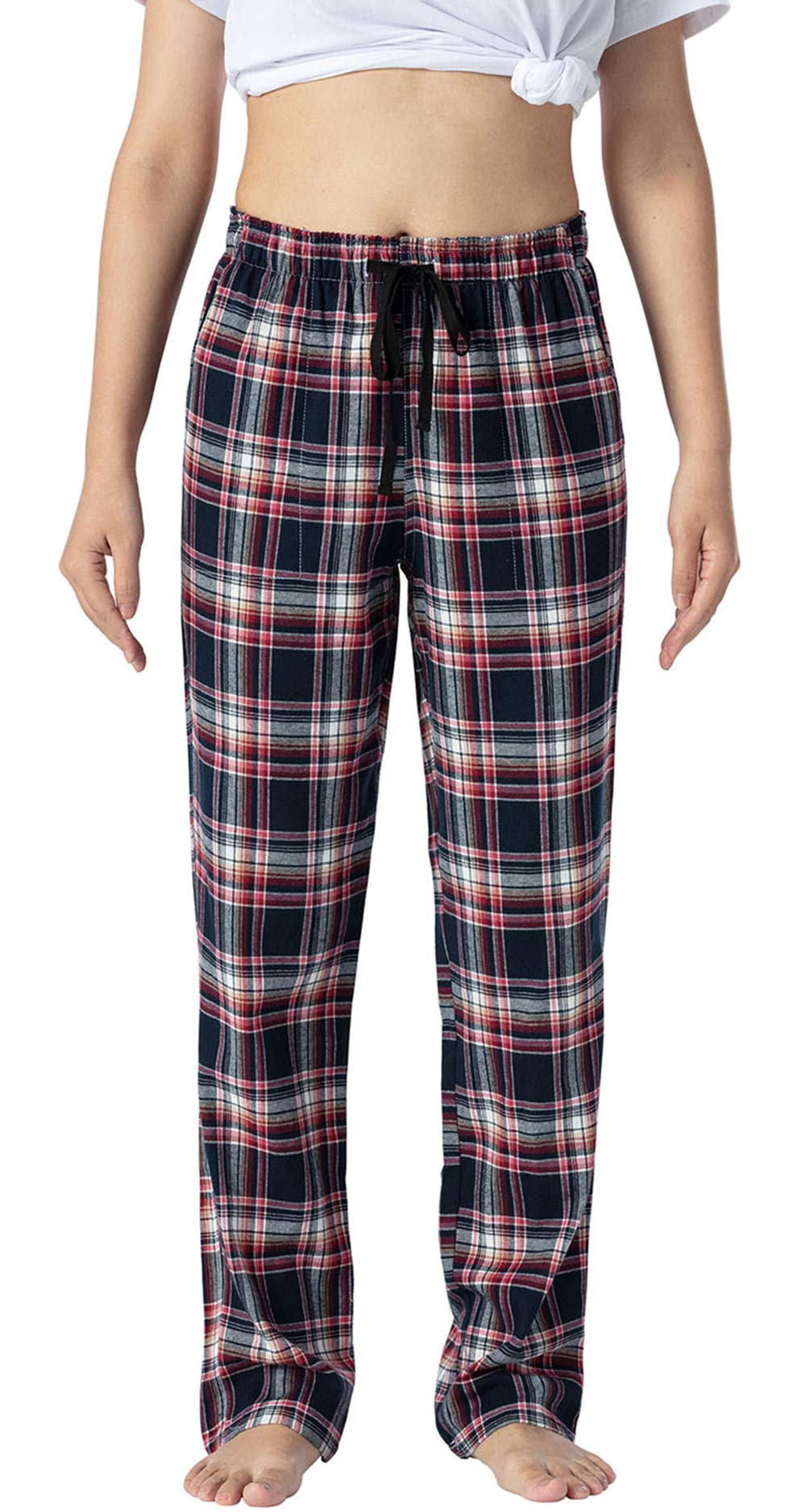 Pantalones de Pijama Mujer 100% Algodón Pantalones Invierno Cuadros Suave Cálido