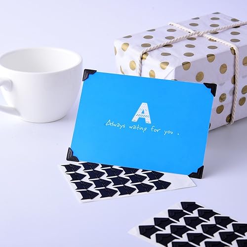 Miniatura 3 de 360 esquinas autoadhesivas sin ácido para álbumes de recortes y libros de recuerdos (dorado-negro-kraft)