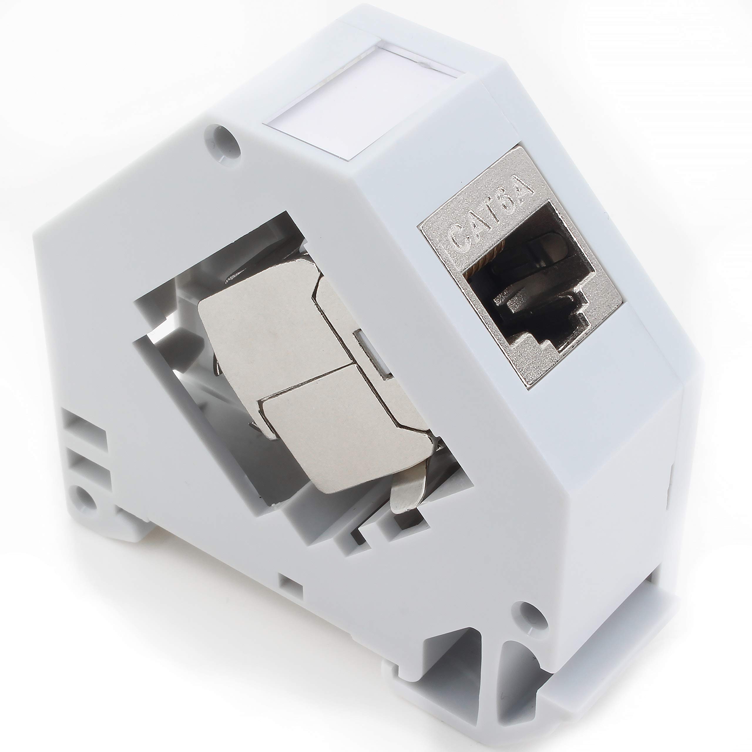 HB-DIGITAL SET: 10x Cat.8.1 Keystone Module RJ45 10x DIN-rail adapter Keystone-houder voor DIN-rail 35 mm standaard | RJ35-Jack afgeschermd montage zonder gereedschap Ethernet LAN-netwerk STP LSA