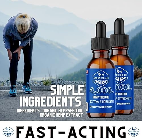 Miniatura 3 de Advanced Aid Gotas de aceite de extracto de cáñamo orgánico certificado ácidos grasos Omega 3 6 y 9 4000 mg CO2 ultrapuro sin OMG extraído  Paquete