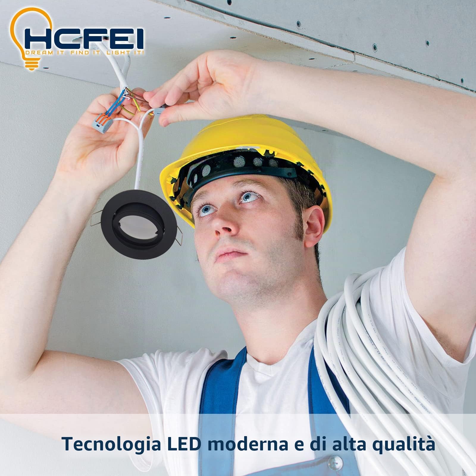 HCFEI 10x Faretti LED da Incasso nero per cartongesso, Orientabile con Porti Luce Bianco Caldo 5W Pari a 50W 3000K Dimmerabile Angolo a Fascio 120 Gradi AC 230V