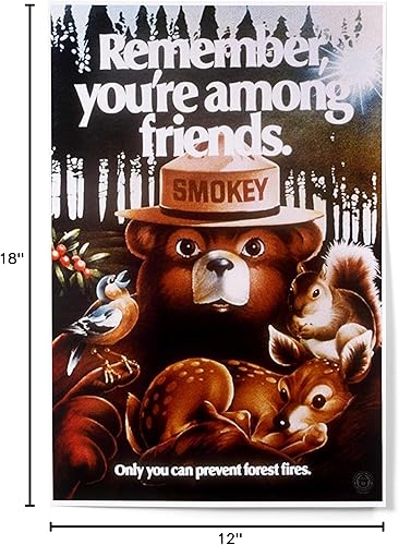 Miniatura 9 de Lantern Press Impresión artística de 12 x 18 pulgadas, diseño de oso ahumado, recuerdo que estás entre amigos, póster vintage con licencia oficial