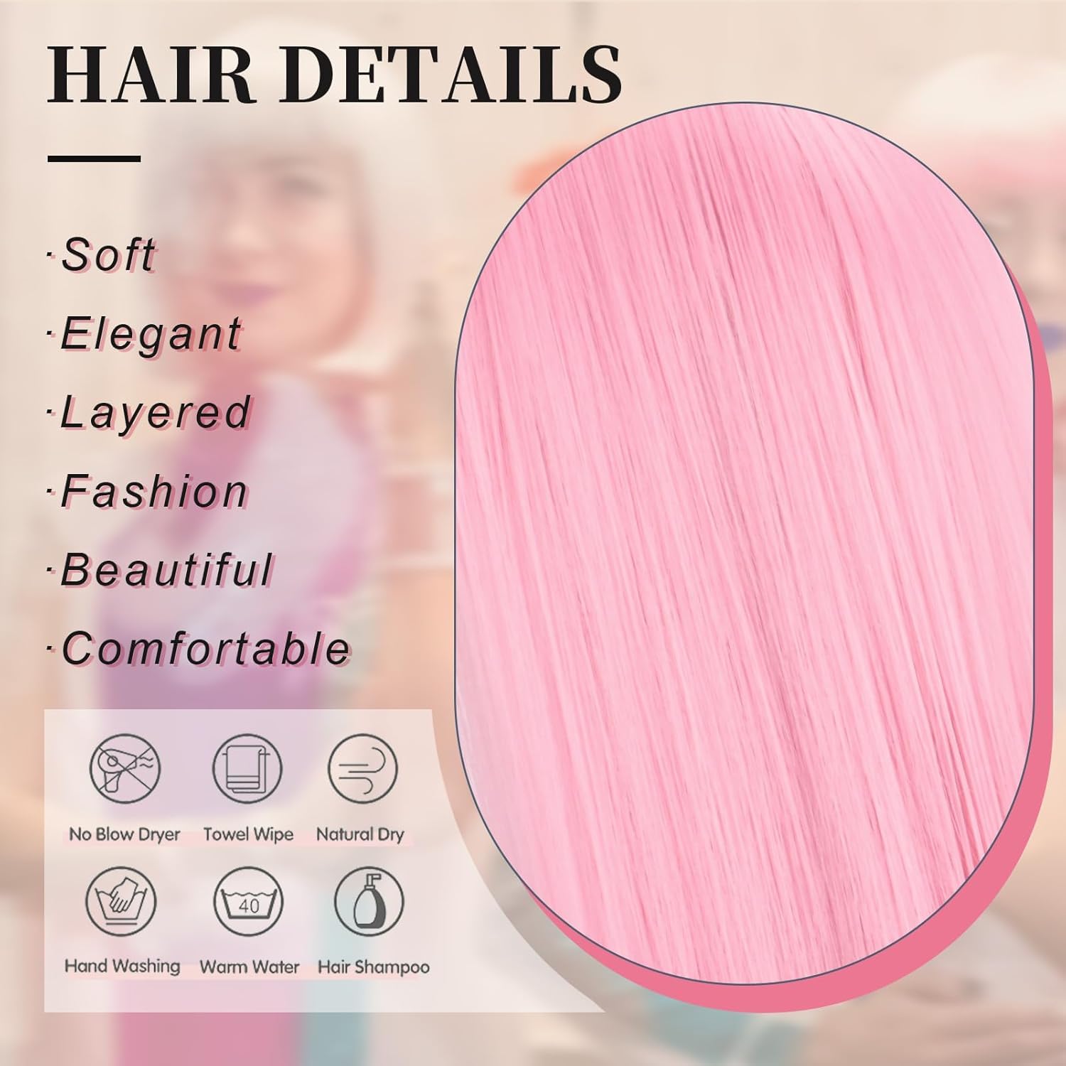 SUKRI Pink Bob Wig with Bangs, 12-Inch Heat-Resistant Synthetic Hair