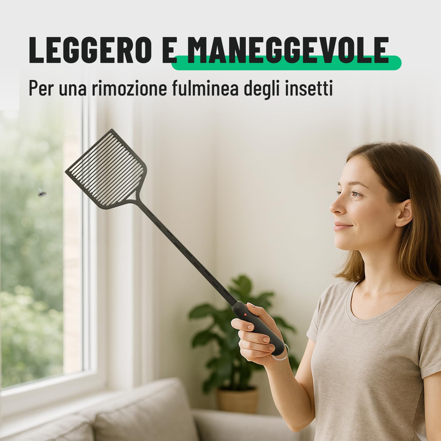 greate Racchetta Zanzare Elettrica con Batterie incluse - Plastico Racchetta Elettrica per Zanzare - 2500V