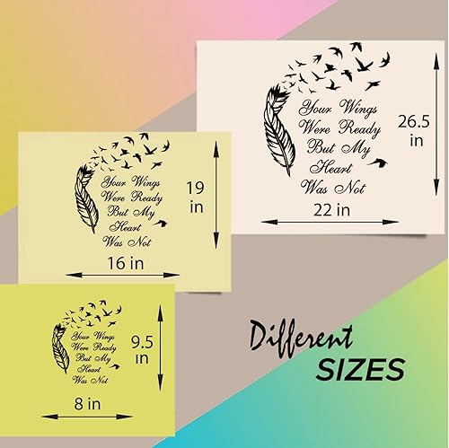 Miniatura 3 de Vinilo decorativo para pared, diseño único con texto en inglés Your Wings were Ready But My Heart was Not Quote Feathe Flying Birds Room removible y