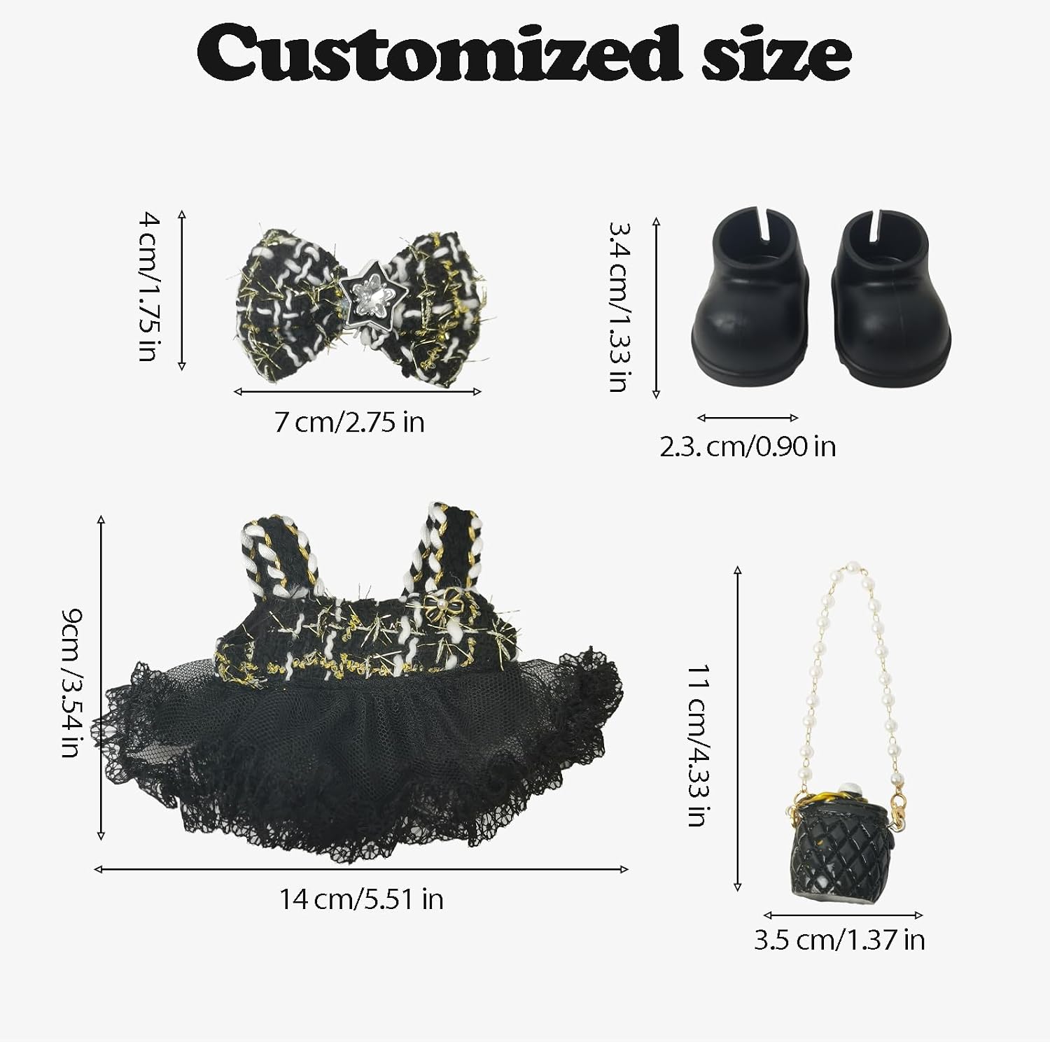 Clothes Compatible with LABUBU Doll – 4PCS Gothic Lace Set, 17cm Doll Clothes Designer Outfit for Starry Punk Theme, Chic Stylish Accessories for Labubu, No Doll (Dark Star Muse) image 5