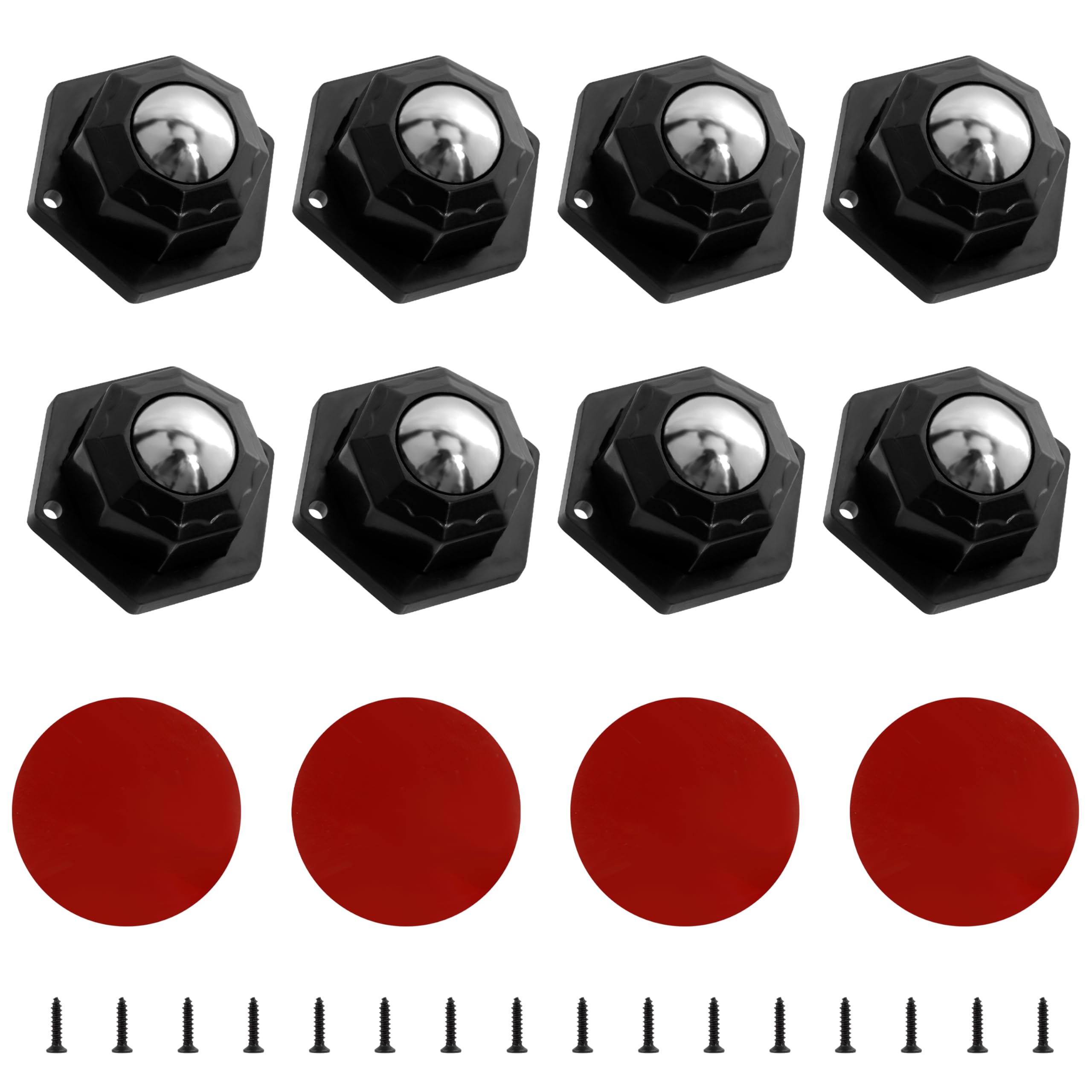 YSDMY 8 Stück Schwarz Möbelrollen 20mm Rollen für Möbel,360 Grad Rollen für Küchengeräte Selbstklebendes Rollenrad Kugelrollen für Möbel，Mini Möbelrollen Rollen für Kleinmöbel Mülleimerbox