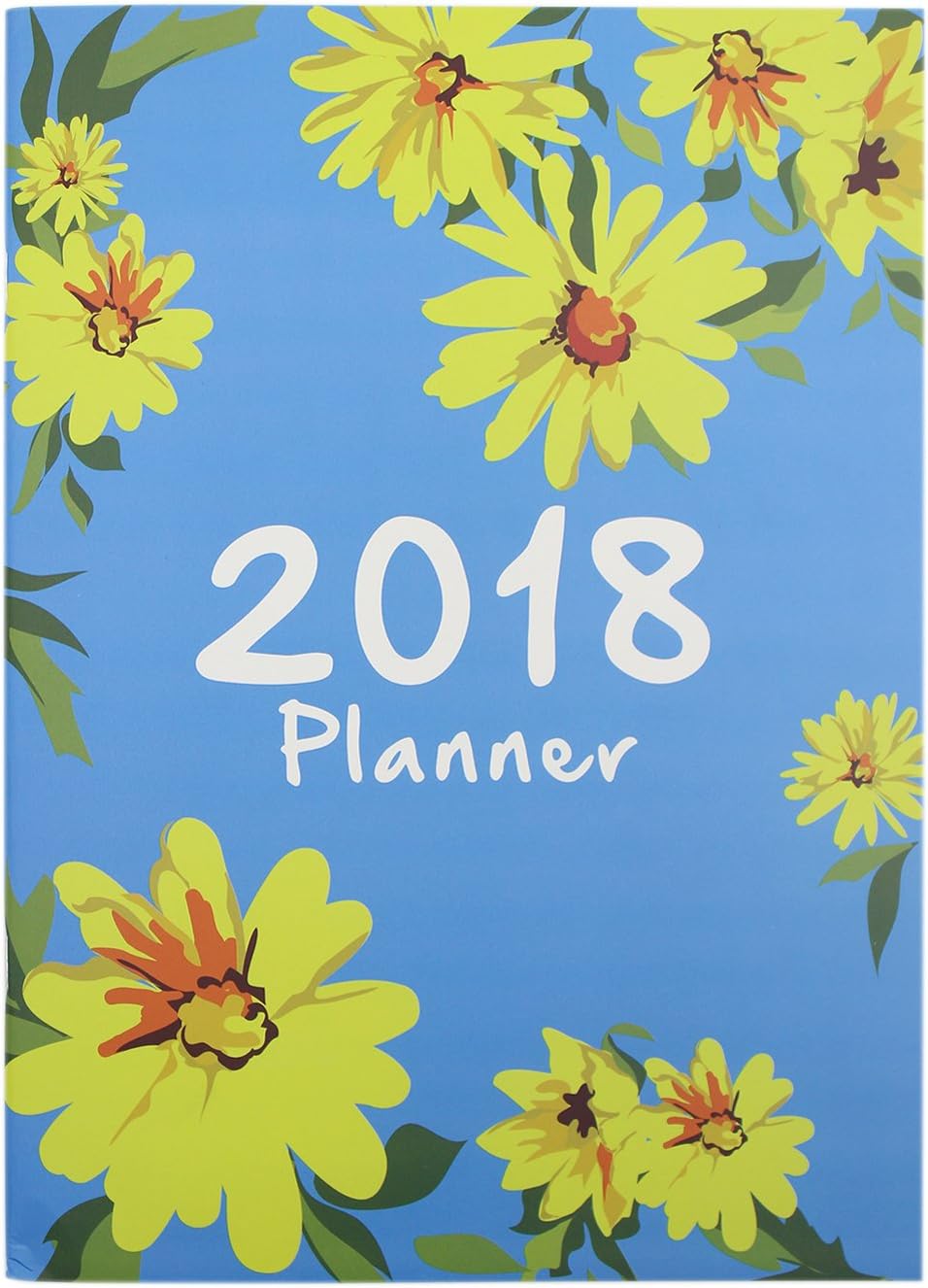 Year Monthly Weekly Planner Notebook Floral Printed Calendar Time Organizer Diary Journal Notepad, A4 Size
