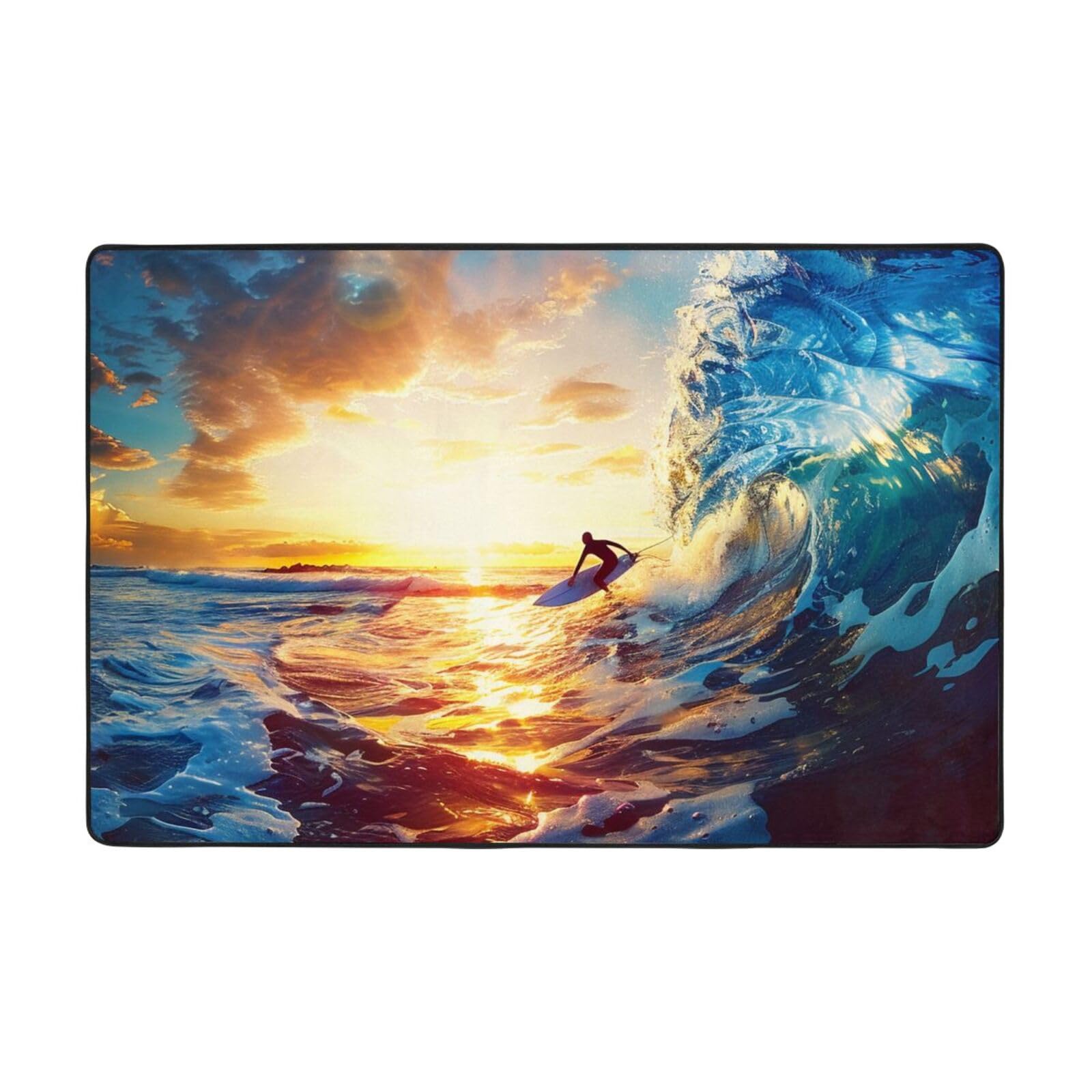 Paillasson mer et surf en flanelle 60x91 cm antidérapant pour l'entrée