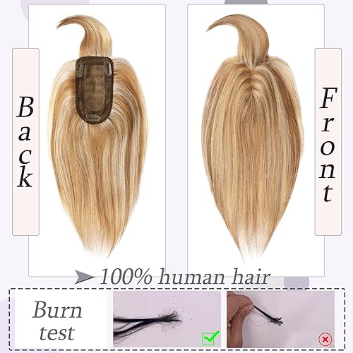 Miniatura 2 de RICH BRIA Toppers de cabello humano para mujeres con cabello delgado, piezas de cabello humano real para mujer, con clip en el cabello con flequillo