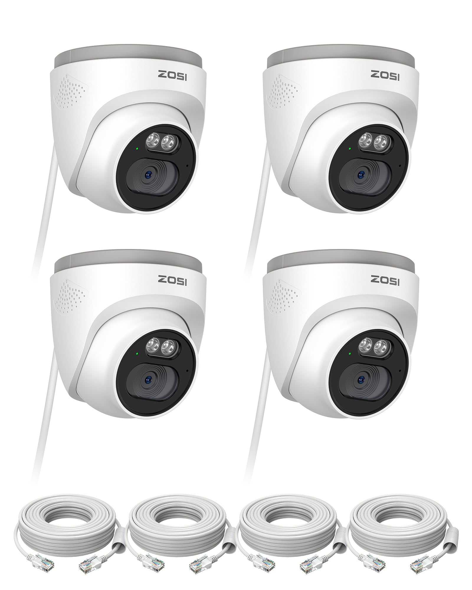 ZOSI C220 4Pack 4MP QHD 2.5K Add-On PoE IP Camera Outdoor, 1440p Surveillance Outdoor Camera to Home Security System, Only Work with Our PoE NVR,