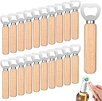 Vista 1 de Abrebotellas a granel con mango de madera, acero inoxidable, resistente, grabable, para fiestas, bares, restaurantes, cocina, festivales