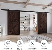 Vista 3 de Fredbeck 42 puertas de granero dobles marrones con herrajes de 14 pies incluidos (puerta de granero 84)