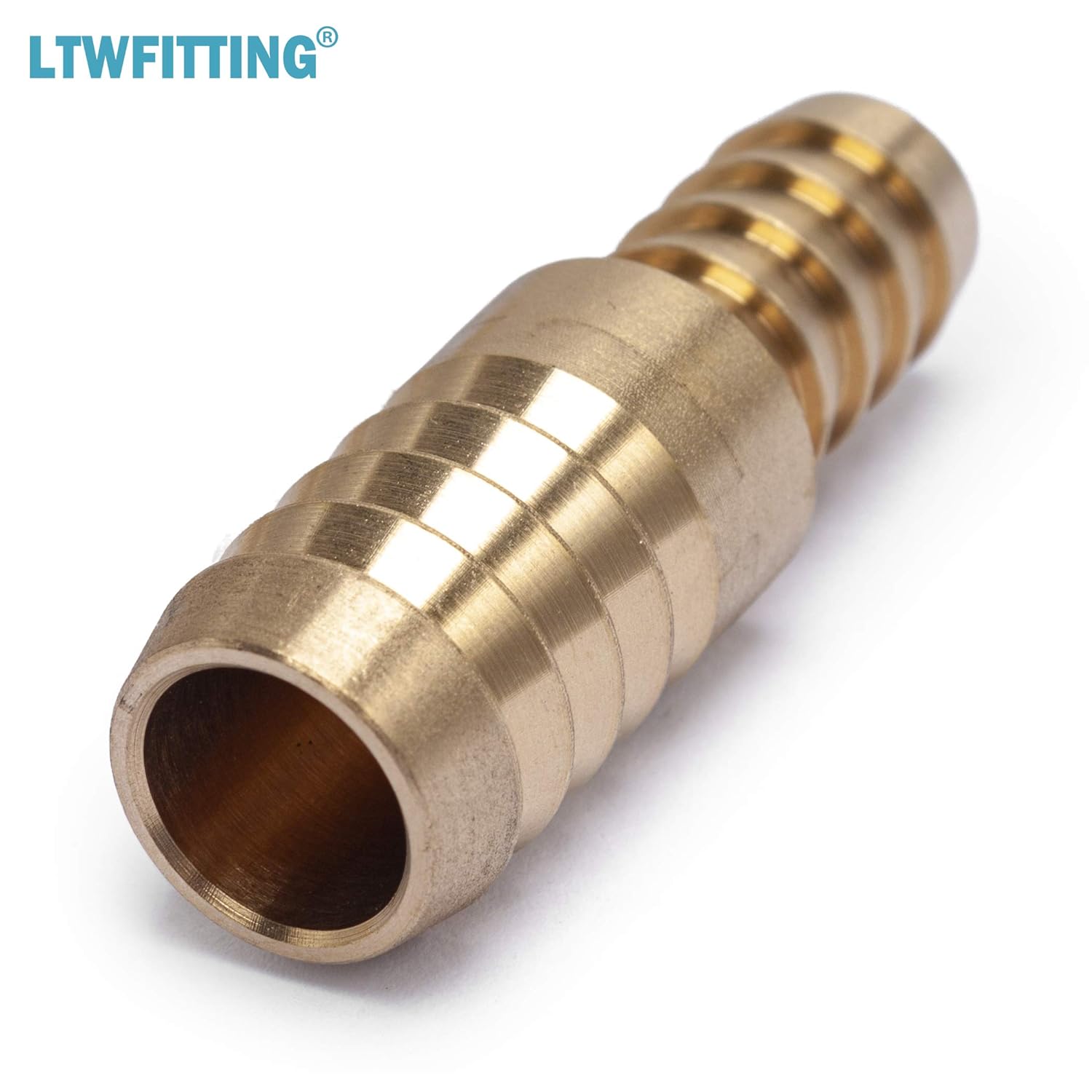 LTWFITTING Brass Barb Hose Reducing Splicer Mender 3/8-Inch ID Hose x 1/2-Inch ID Hose Fitting for Transmission Cooler Vehicle Fuel System (Pack of 5)