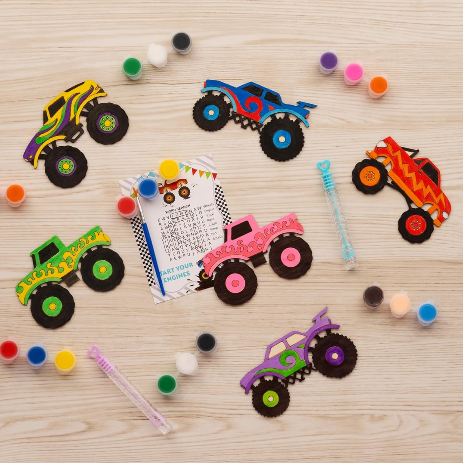 Monster Truck Party Favors - 12 PCS Truck Car Birthday Party Supplies - Car Bubbles & Paint Crafts - Monster Truck Birthday Decorations Goodie Bags Gifts Prizes for Kids Girls Toddler - Image 6
