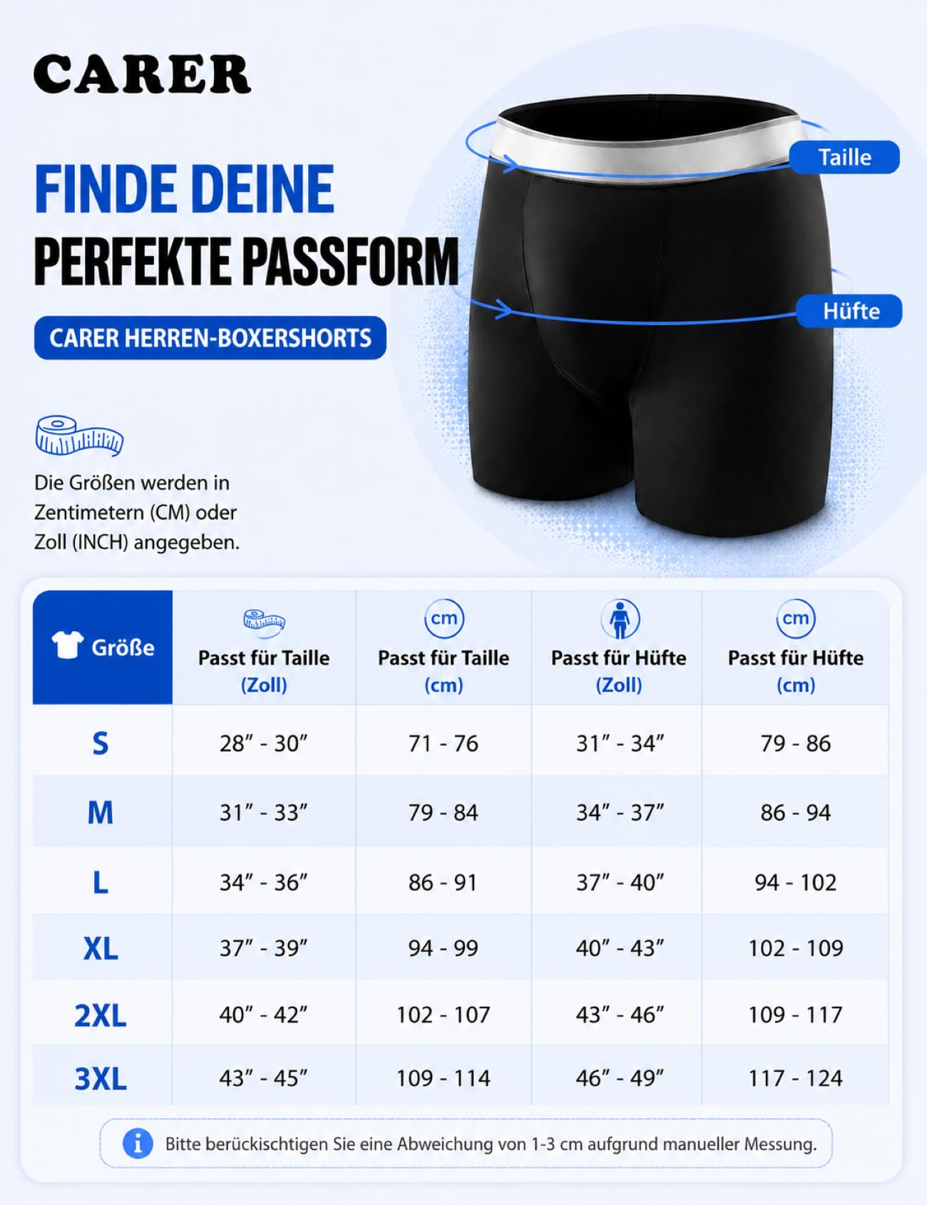 Carer 3er-Pack Inkontinenz Pants Männer Baumwolle 200 ml Waschbar