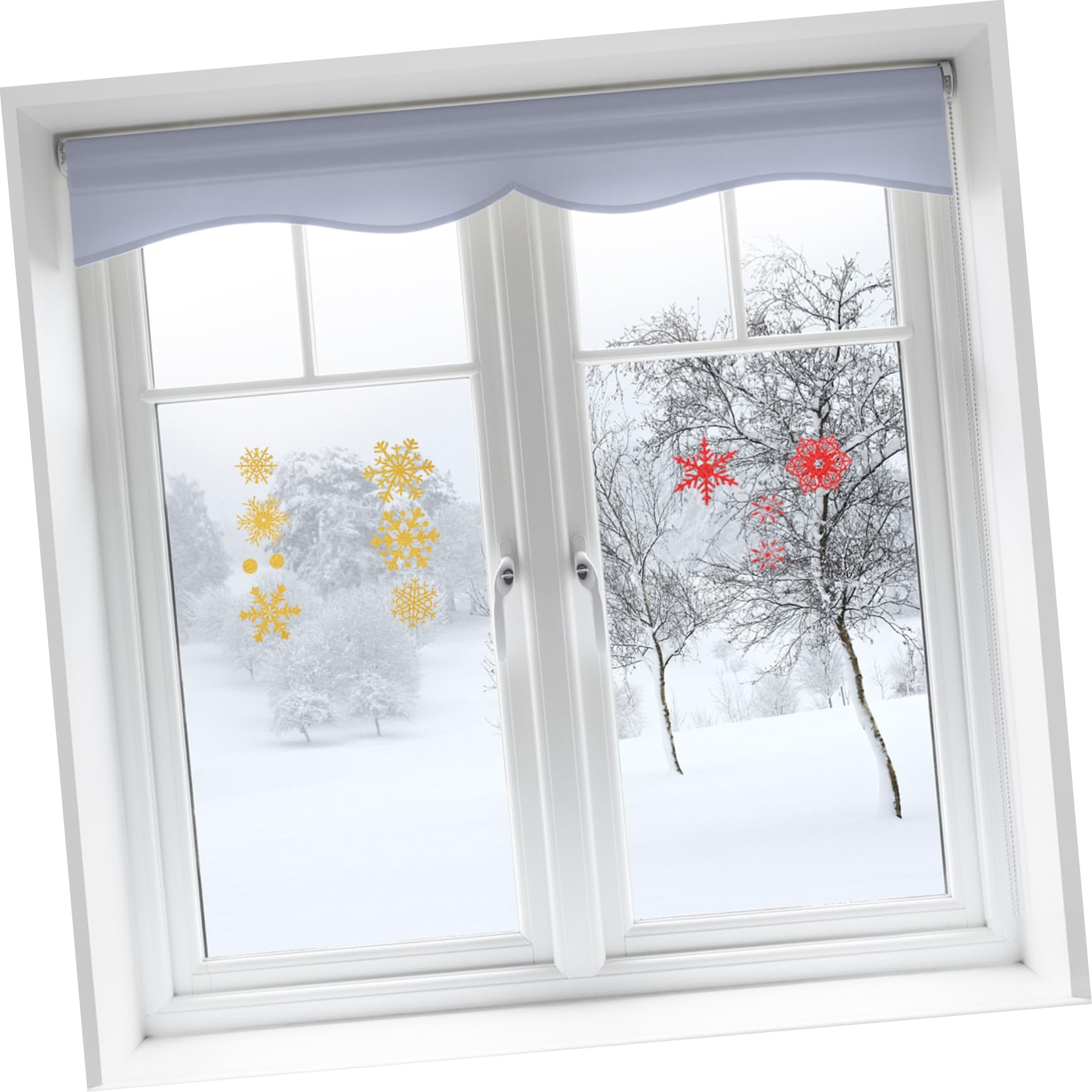 4 Sätze Glas Aufkleber Dekorationen Weihnachtsdekoration Drinnen Weihnachten Im Freien Abziehbilder Streifen Weihnachts-hüpfburgen Schneeflockenfenster Haften 27 Stück * 4 TOPBATHY