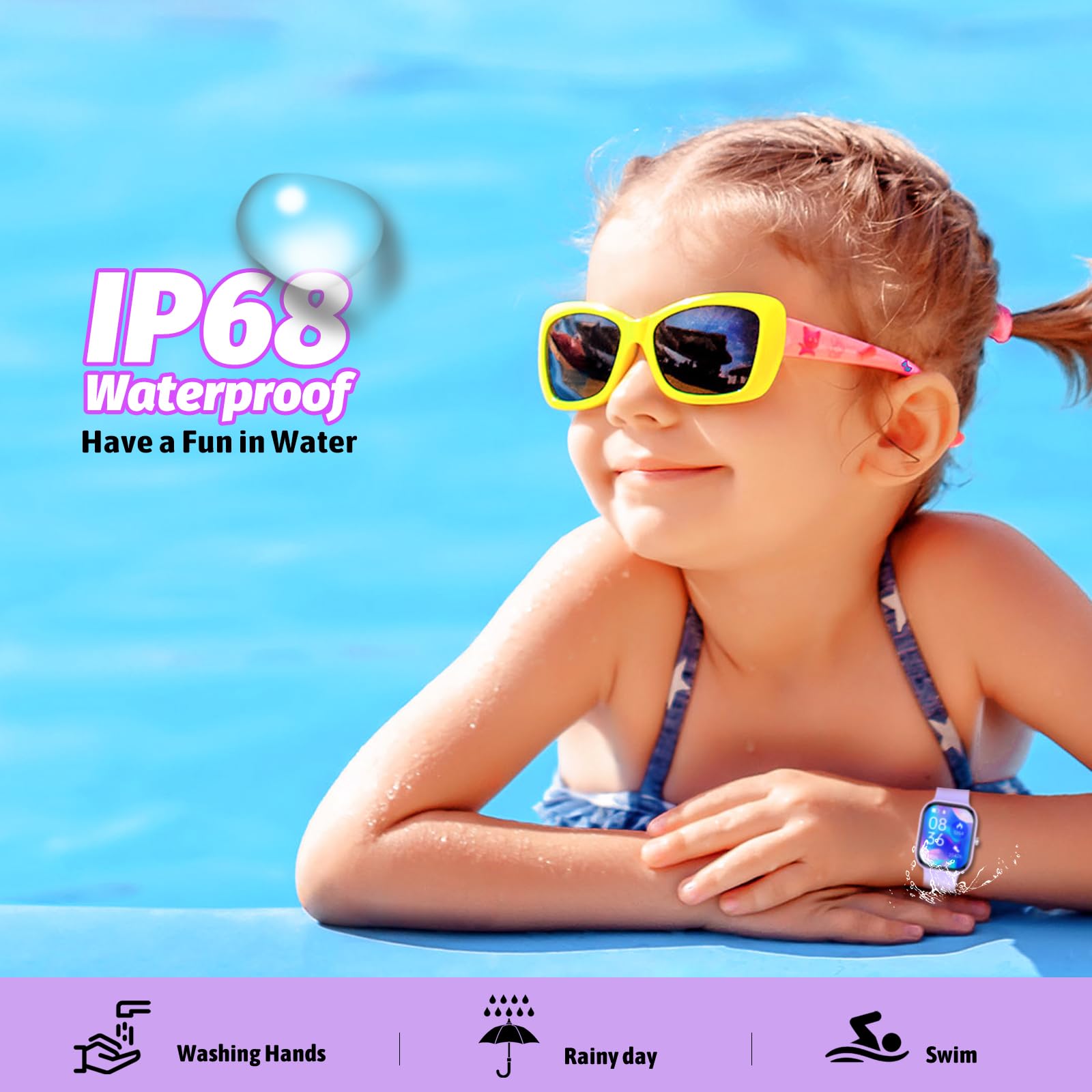 Smart Kids Watch with Fitness Tracker No Phone/APP Needed,19 Sport Mode,1.5" DIY Dial,IP68 Waterproof,Sleep Monitor,Pedometers,Heart Rate,Great Birthday Gift for Boys Girls Teens 6-14 year Olds