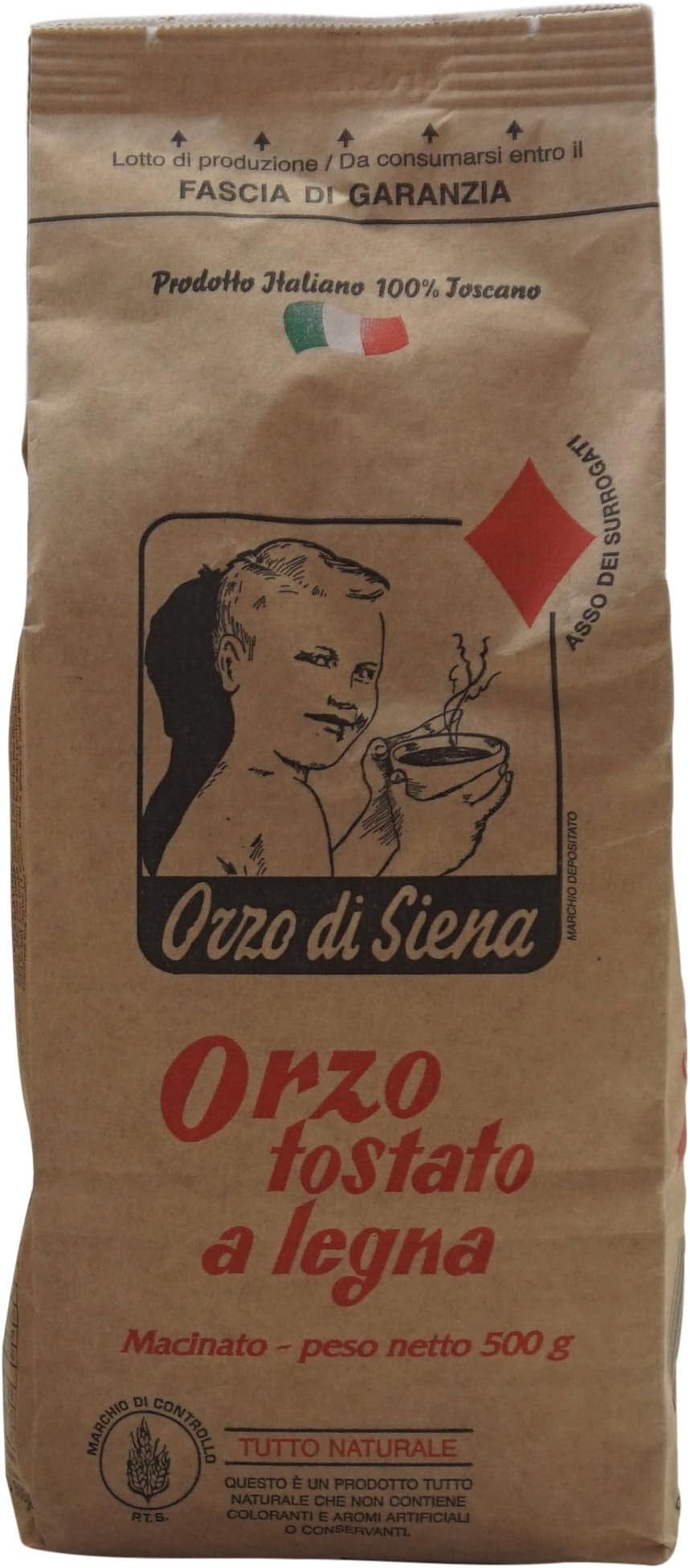 Orzo Di Siena: "Orzo Tostato a Legna" Toasted Barley 500 G - 17.64 Oz [ Italian Import ]