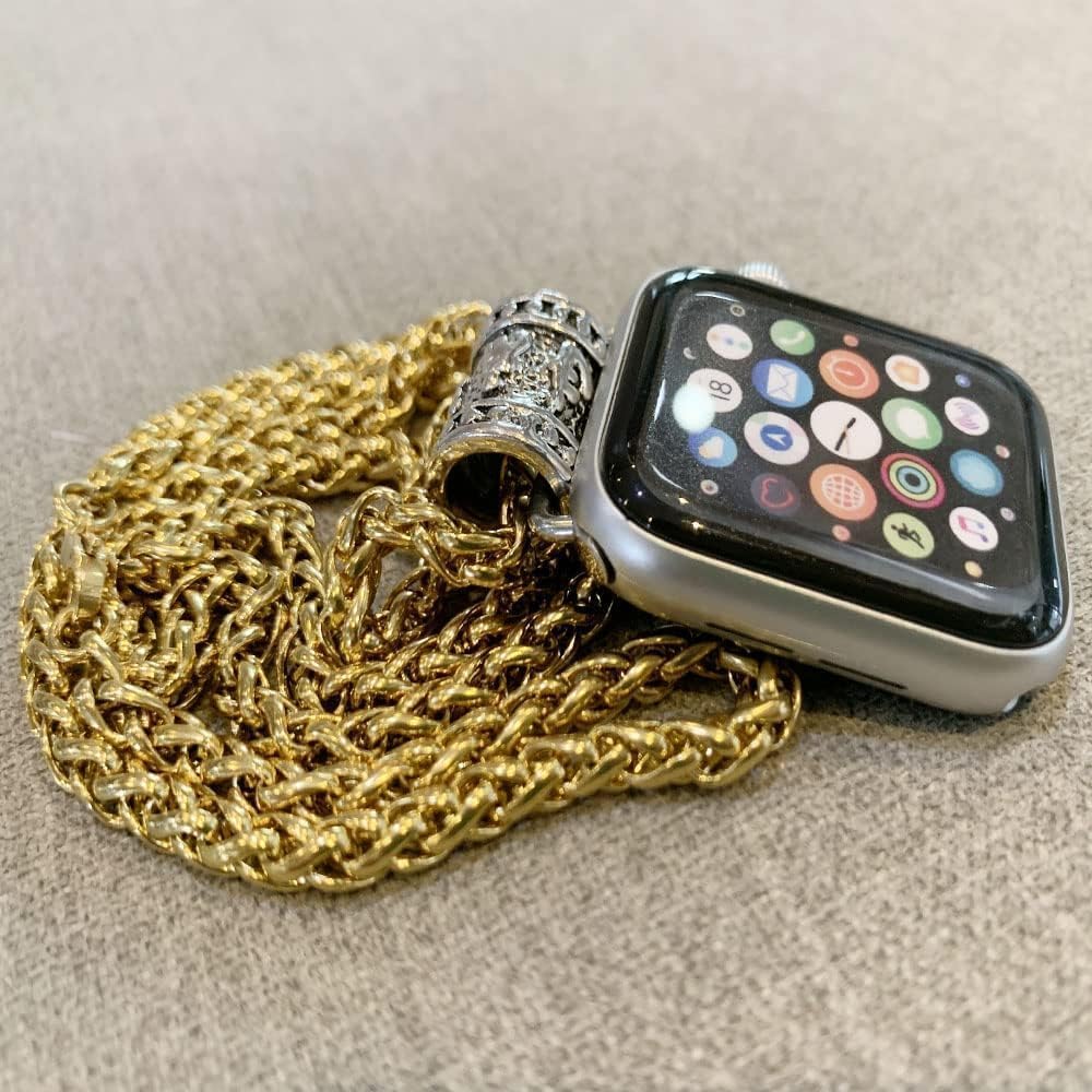 Stainless Steel Necklace Strap Compatible with Apple Watch 41mm 40mm 38mm 45mm 44mm 42mm Bracelet Pendant Bracelet for iWatch Series 9/8/7/6/5/4/SE