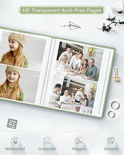 Vista 183 de popotop Álbum de fotos de 4 x 6 – 100 fotos libros con 100 bolsillos verticales, álbumes de cubierta de lino para familia, boda, aniversario, fotos