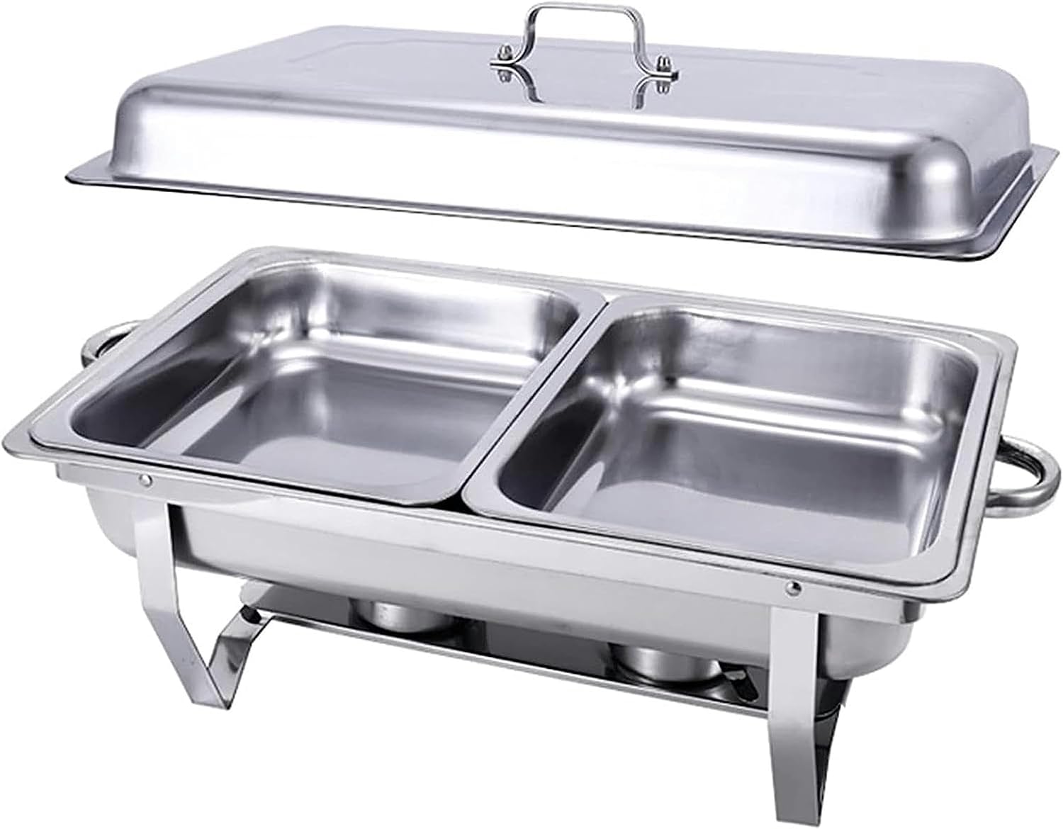 Buffet Heater - Stainless Steel Buffet Hot Plate,Food Heater,Covered Stainless Steel Heating Dish with Solid Steel Lid and Stand for Wedding Party Catering Industr